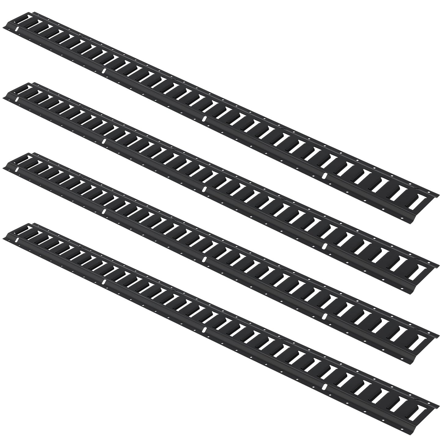 E Track Tie-Down Rail Kit, 30PCS 152.4 cm E-Tracks Set Includes 4 Steel Rails & 2 Single Slot & 8 O Rings & 8 Tie-Offs w/ D-Ring & 8 End Caps, Securing Accessories for Cargo, Motorcycles, and Bikes