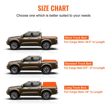 Cargo Net, 96 in x 81 in, Heavy Duty Truck Cargo Net for Truck Bed, 4 Adjustable Straps with Carabiners and Rubber Coated Hooks, Durable, Suitable for Pickup, Jeep, Truck, SUV, Boat (Black)