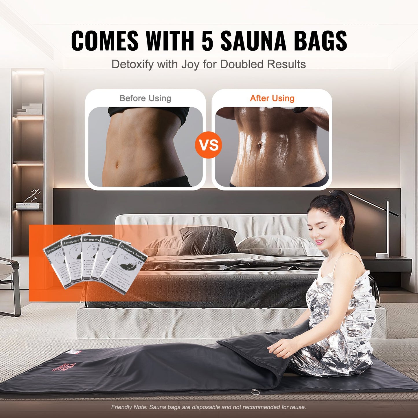 Sauna Blanket for Detoxification, Portable Far Infrared Sauna for Home with Arm Holes for Comfort, 1-6 Level Adjustable Temprature Rannge 35-85°C, 1-60 Minutes Timer, Carbon Fiber Heating