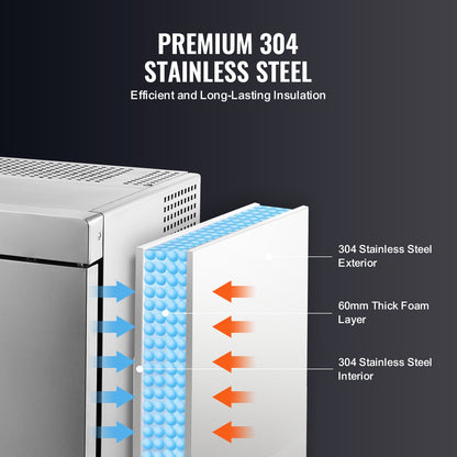 Commercial Blast Freezer, 32 L / 1.1 Cu.ft Blast Chiller with 4 1/3 Trays, Blast Chiller Freezer Chest with Cooling & Freezing Modes, Stainless Steel Food Blast Freezer for Restaurant, Seafood