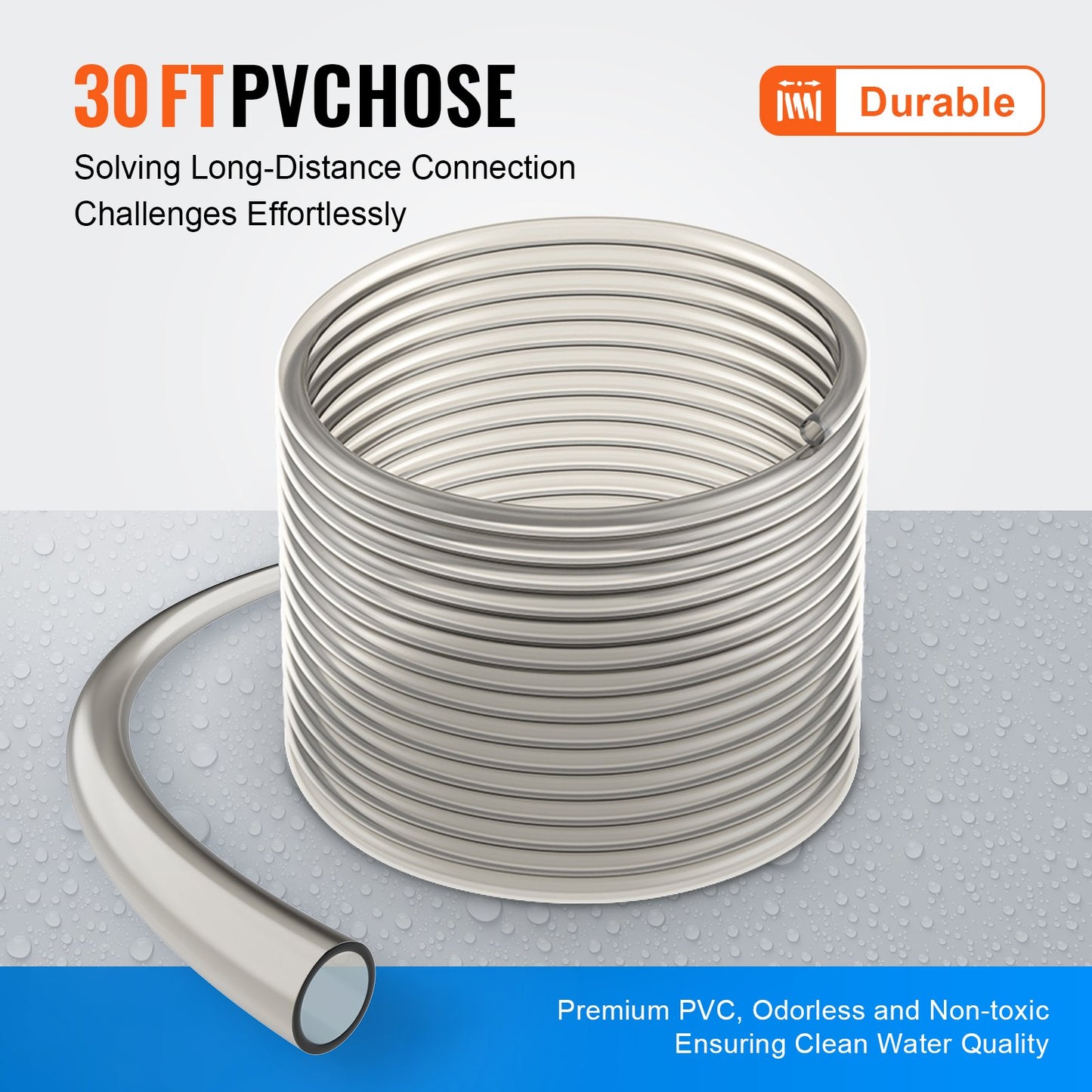 Akvariumdammsugare för grus, 30 fot PVC-slang för akvariumdammsugare för grus, sifondammsugare för akvarium, 3 typer av mässingsadaptrar, för rengöring av grus och sand för akvarium