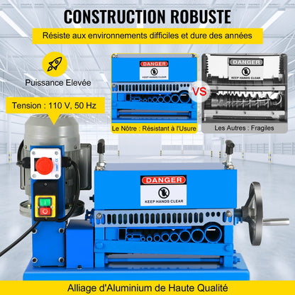 1.5-38MM Automatic Wire Stripping Machine 370W Kinds Of Metal Cable Wire Stripper With 10 Blades Powered Electric Wire Stripper 15 M/Min
