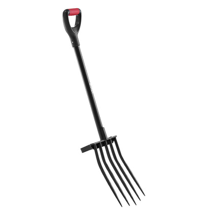 Garden Fork, 5-Tine Gardening Pitchfork with Metal Handle, 41 in Heavy Duty Digging Fork with Y Grip, Forged Steel Spading Fork for Hay Potato Composting Transplanting Aeration