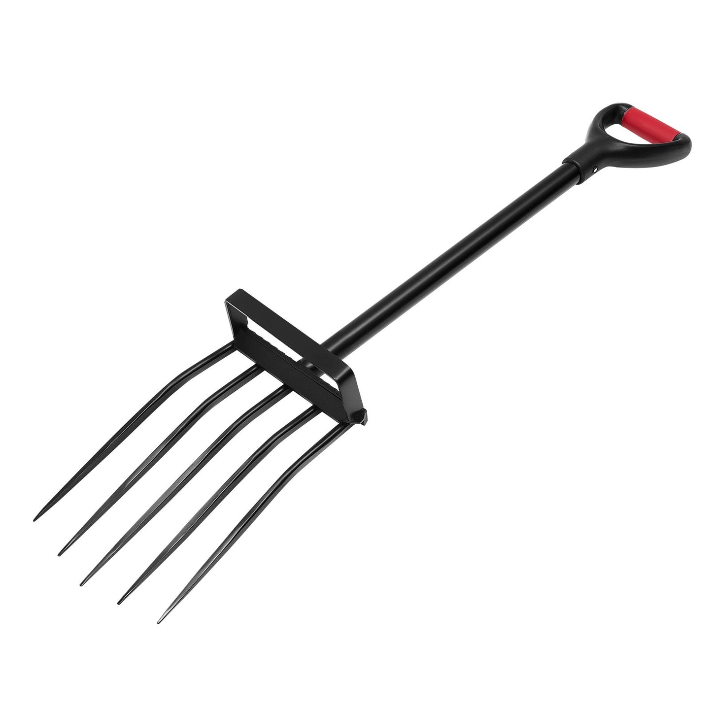 Garden Fork, 5-Tine Gardening Pitchfork with Metal Handle, 41 in Heavy Duty Digging Fork with Y Grip, Forged Steel Spading Fork for Hay Potato Composting Transplanting Aeration