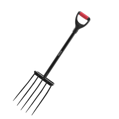 Garden Fork, 5-Tine Gardening Pitchfork with Metal Handle, 41 in Heavy Duty Digging Fork with Y Grip, Forged Steel Spading Fork for Hay Potato Composting Transplanting Aeration