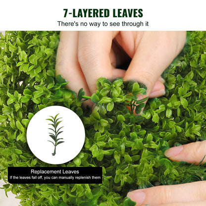 Konstgjorda buxbomträd, 60 cm höga (2 stycken), bollformade konstgjorda buxbomträd med krukor, grön buxbom med utbytbara blad och spira för dekorativ inomhus-/utomhus-/trädgård