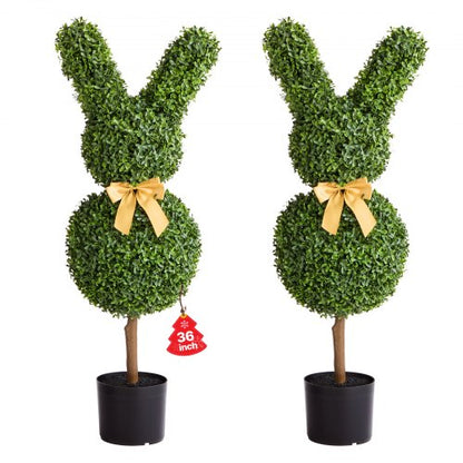 Artificial Topiary Bunny-Shape Boxwood Ball, 2 Set 914mm Faux Boxwood Plant Balls, Fake Silk Tree Look Real, Easy Assembly for Decor Front Porch Outdoor Patio Garden Balcony Backyard Indoor