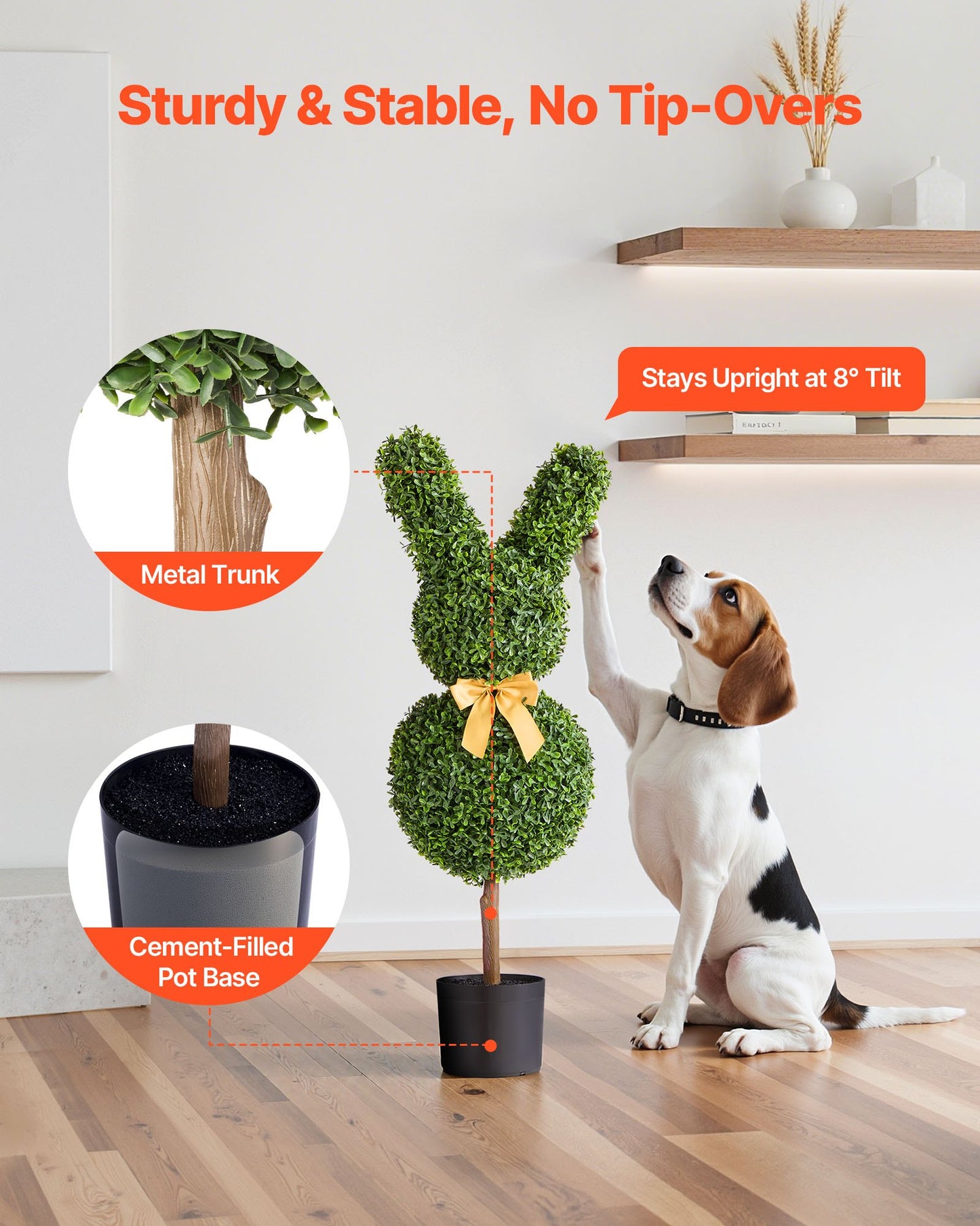 Artificial Topiary Bunny-Shape Boxwood Ball, 2 Set 914mm Faux Boxwood Plant Balls, Fake Silk Tree Look Real, Easy Assembly for Decor Front Porch Outdoor Patio Garden Balcony Backyard Indoor