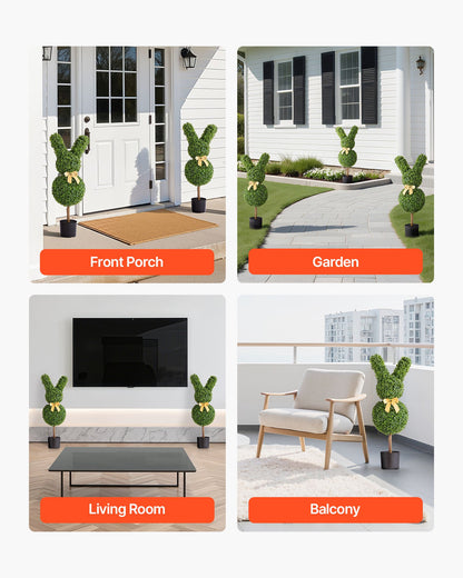 Artificial Topiary Bunny-Shape Boxwood Ball, 2 Set 914mm Faux Boxwood Plant Balls, Fake Silk Tree Look Real, Easy Assembly for Decor Front Porch Outdoor Patio Garden Balcony Backyard Indoor