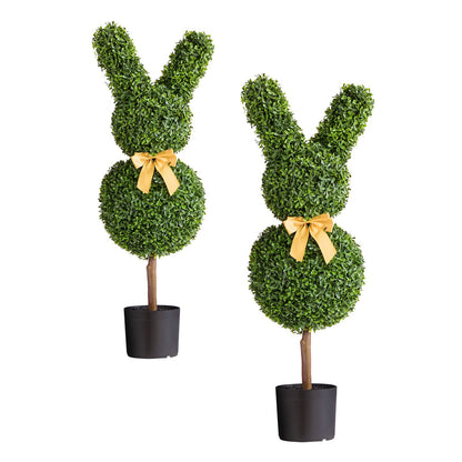 Artificial Topiary Bunny-Shape Boxwood Ball, 2 Set 914mm Faux Boxwood Plant Balls, Fake Silk Tree Look Real, Easy Assembly for Decor Front Porch Outdoor Patio Garden Balcony Backyard Indoor