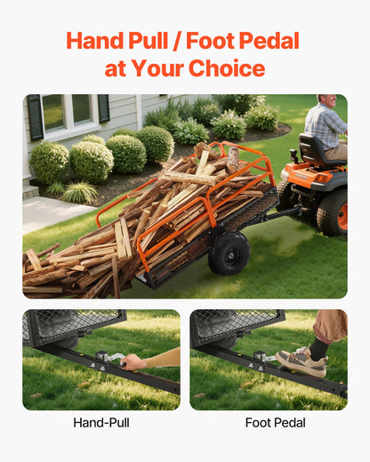 Garden Utility Trailer, 22 Cu. Ft. & 725 kg, ATV UTV Trailer, Tow Behind Steel Dump Trailers, Removable Rear Panel, Heavy Duty Pull Behind Yard Trailers for Lawn Mower Tractor Garden Waste