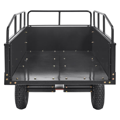 Heavy Duty ATV Trailer Steel Dump Cart, 340 kg 0.43 Cubic Meter, Garden Utility Trailer with Removable Sides for Riding Lawn Mower Tractor