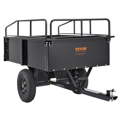 Heavy Duty ATV Trailer Steel Dump Cart, 340 kg 0.43 Cubic Meter, Garden Utility Trailer with Removable Sides for Riding Lawn Mower Tractor