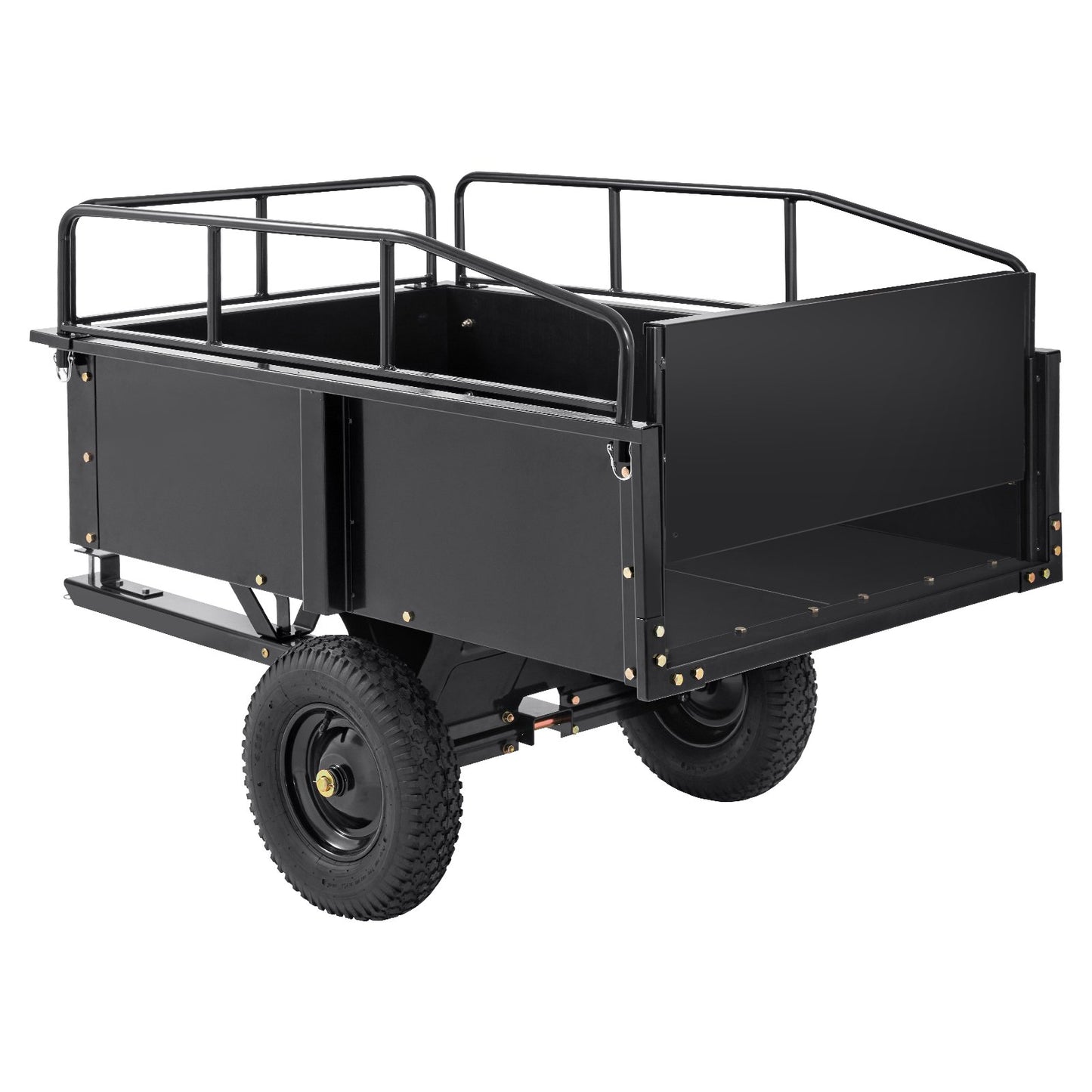 Heavy Duty ATV Trailer Steel Dump Cart, 340 kg 0.43 Cubic Meter, Garden Utility Trailer with Removable Sides for Riding Lawn Mower Tractor