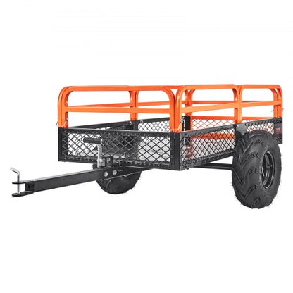 Heavy Duty Steel ATV Dump Trailer, 680 kg Load Capacity 0.43 Cubic Meter, Tow Behind Dump Cart Garden Trailer, with Removable Sides and 2 Tires, for Mowers, Tractors, ATV, UTV