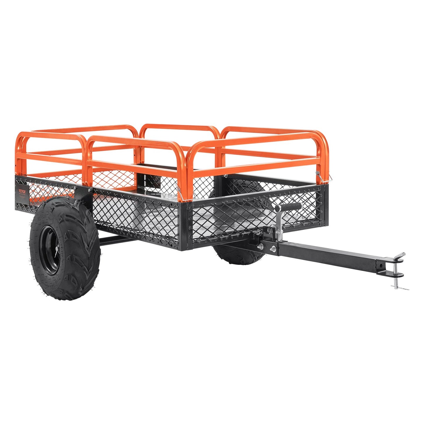 Heavy Duty Steel ATV Dump Trailer, 680 kg Load Capacity 0.43 Cubic Meter, Tow Behind Dump Cart Garden Trailer, with Removable Sides and 2 Tires, for Mowers, Tractors, ATV, UTV