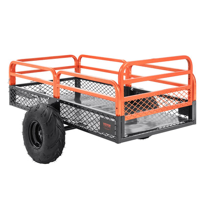 Heavy Duty Steel ATV Dump Trailer, 680 kg Load Capacity 0.43 Cubic Meter, Tow Behind Dump Cart Garden Trailer, with Removable Sides and 2 Tires, for Mowers, Tractors, ATV, UTV