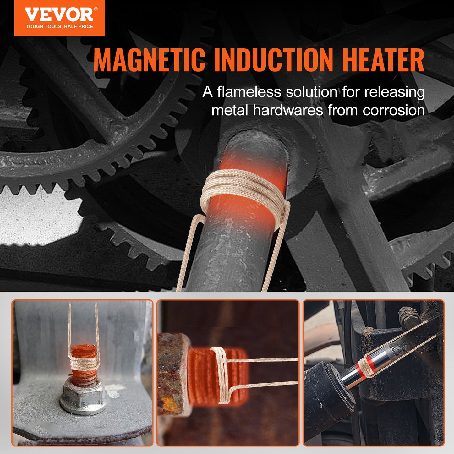 Magnetisk induktionsvärmare, 1000w handhållen induktionsvärmare, bult-induktionsvärmare med 8 st induktionsspolar, 220V flamlös induktionsvärmare bultborttagare för borttagning av rostiga bultar och muttrar