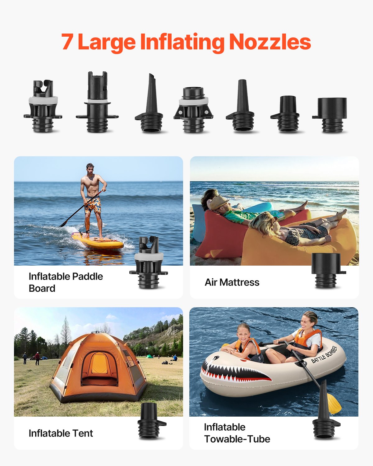 Paddle Board Pump, 20PSI High Pressure, Dual Stage Inflation & Deflation SUP Air Pump with Auto-Off Function and 12V DC Car Connector, Ideal for Inflatable Paddle Board, Tent and Mattress