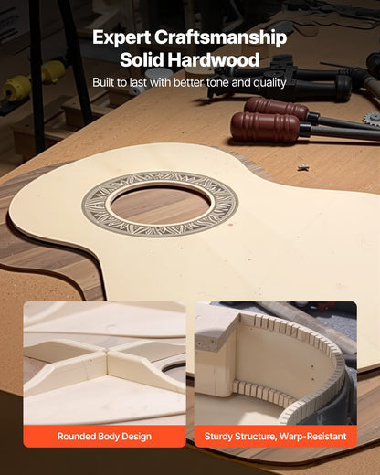 Klassisk gitarr, 780 mm, startkit för klassisk gitarr i trä för nybörjare, med nylonsträngar, gigbag, rem, stämapparat, extra strängar, plektrum, capo, linsträ, för barn flickor pojkar studenter, svart