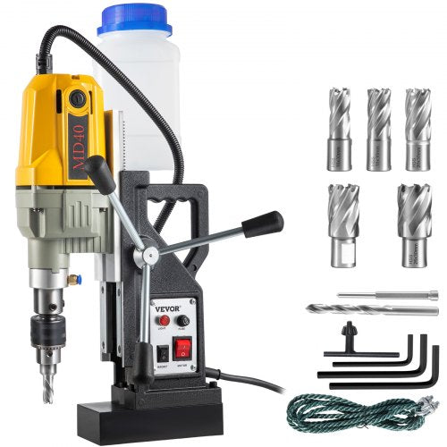 Magnetic Drill, 1100W 4 cm Boring Diameter, 2697lbf/12000N Portable Electric Mag Drill Press with 7 Bits, 580 RPM Max Speed Drilling Machine for any Surface and Home Improvement