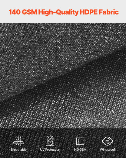 90% Sun Shade Cloth, 10 x 12 ft Pergola Shade Cover with Stainless Steel Grommets, Sun Shades Canopy Privacy Screen with 140 GSM HDPE Material, for Outdoor, Patio, Garden, and Backyard (Black)