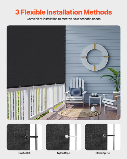 90% Sun Shade Cloth, 10 x 12 ft Pergola Shade Cover with Stainless Steel Grommets, Sun Shades Canopy Privacy Screen with 140 GSM HDPE Material, for Outdoor, Patio, Garden, and Backyard (Black)