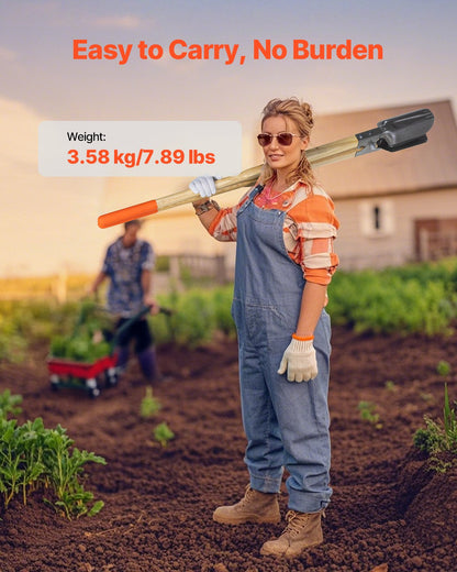 Post Hole Digger, Heavy Duty Post Hole Digger with Wood Handle, Manual Hole Digger with Scale Markings and Metal Blade, Post Hole Digger Tool for Digging Yard Work Gardening Outdoors, 57.5-Inch