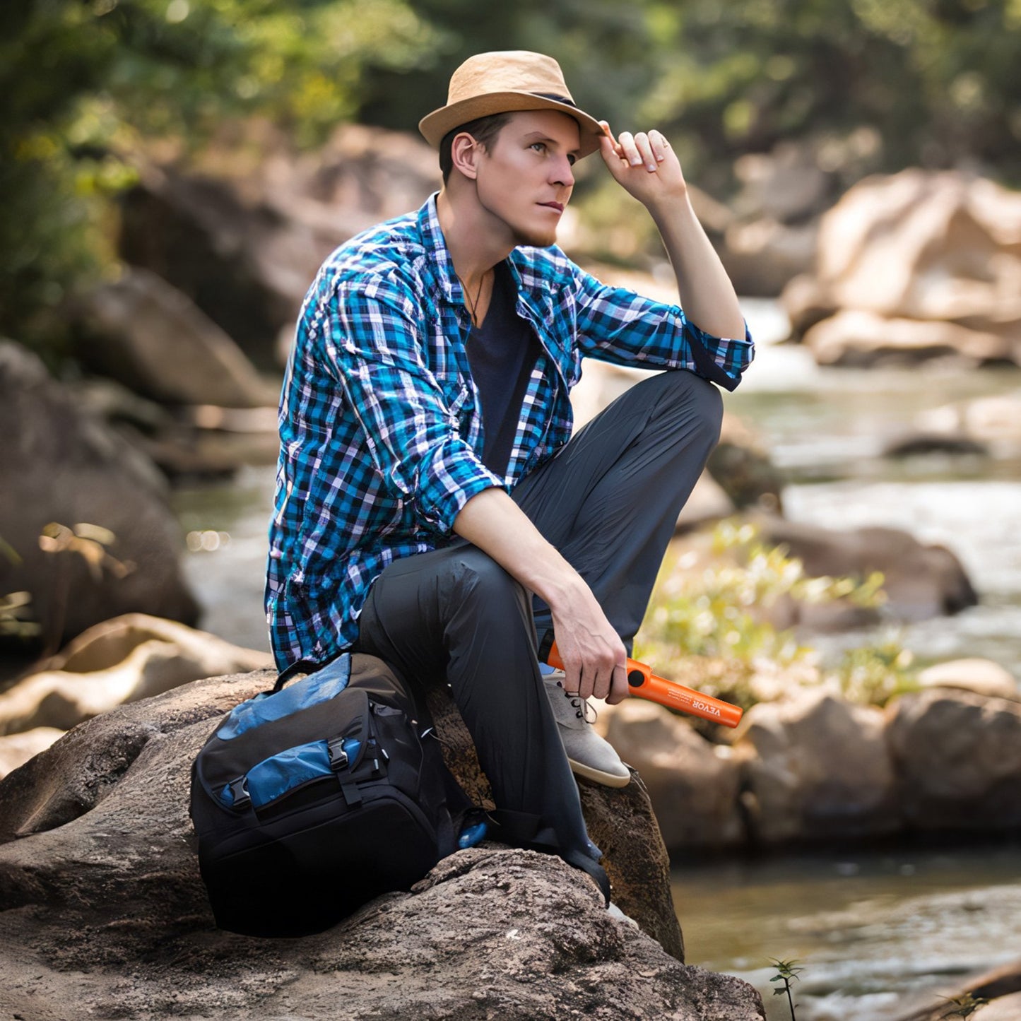 Metalldetektor med pinpointer, delvis vattentät handhållen pinpointerstav, 50 mm/1,96 tums detekteringsdjup, 3 lägen, skattjaktssond med hölster, vattentät väska och 9V-batteri, för vuxna och barn