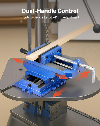 Cross Slide Drill Press Vise, 4 Inch Jaw Width, 2 Way X-Y Axis Bench Vise, 3.5 Inch Max Jaw Opening, Heavy Duty Cast Iron, Workbench Vice Clamp, for Woodworking Drilling CNC Milling Machine