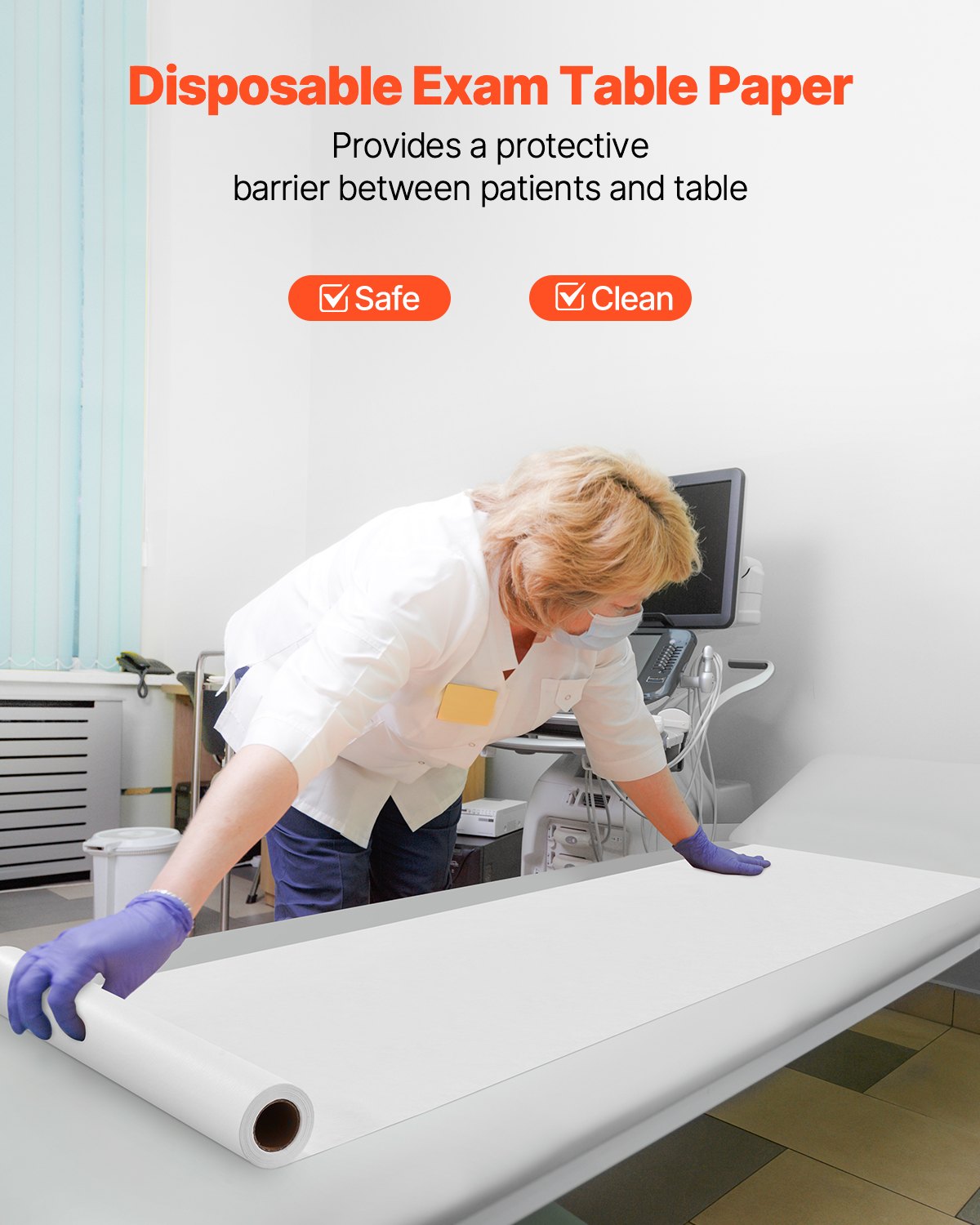 Medical Exam Table Paper, 21" x 125 ft Crepe Barrier Cover Rolls(12 Pcs), Disposable Bed Table Sheet Cover, Ideal for Spas, Daycares, Doctors, Chiropractors, Examination & Massage Tables, White