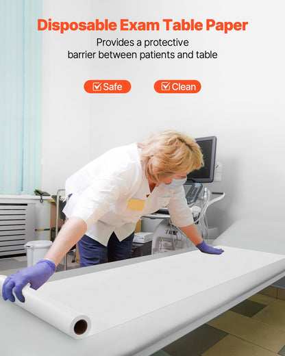 Medical Exam Table Paper, 21" x 125 ft Crepe Barrier Cover Rolls(12 Pcs), Disposable Bed Table Sheet Cover, Ideal for Spas, Daycares, Doctors, Chiropractors, Examination & Massage Tables, White