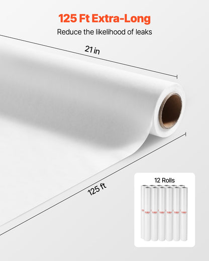 Medical Exam Table Paper, 21" x 125 ft Crepe Barrier Cover Rolls(12 Pcs), Disposable Bed Table Sheet Cover, Ideal for Spas, Daycares, Doctors, Chiropractors, Examination & Massage Tables, White