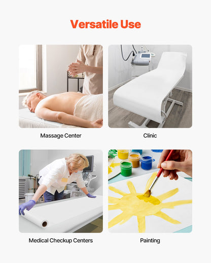 Medical Exam Table Paper, 21" x 125 ft Crepe Barrier Cover Rolls(12 Pcs), Disposable Bed Table Sheet Cover, Ideal for Spas, Daycares, Doctors, Chiropractors, Examination & Massage Tables, White