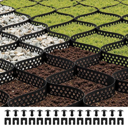 Gravel Grid, 2 Inch Depth, 32.81 x 9.84 FT / 10000 x 3000 mm, 1880 LBS Per Sq ft Grass Ground Retainer, Permeable Geo Grids Driveway Stabilization, for Garden, Patio, Walkway, RV Parking Slopes