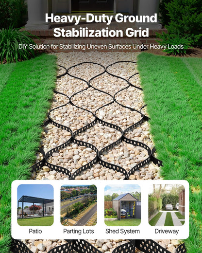 Gravel Grid, 2 Inch Depth, 32.81 x 9.84 FT / 10000 x 3000 mm, 1880 LBS Per Sq ft Grass Ground Retainer, Permeable Geo Grids Driveway Stabilization, for Garden, Patio, Walkway, RV Parking Slopes