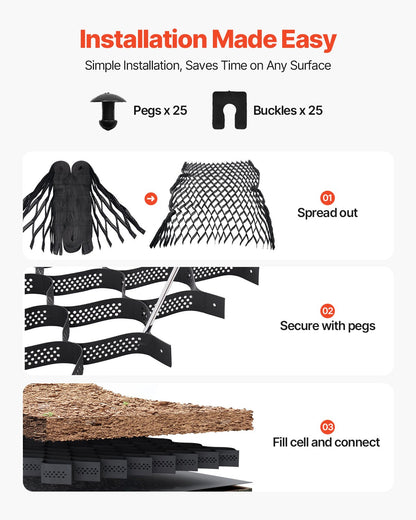 Grusgaller, 7,6 cm djup, 7600 x 2900 mm, 840 kg per kvadratfot gräsmarksstöd, permeabla geogaller för uppfartsstabilisering, för trädgård, uteplats, gångväg, sluttningar för husbilsparkering