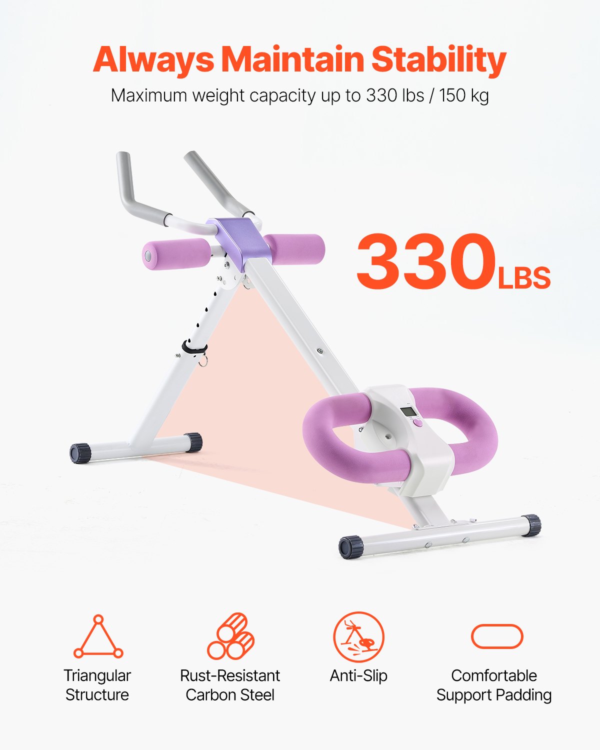 AB Workout Machine, Ab Workout Equipment at Home Gym, Core & Abdominal Trainers for Women, 330 lbs Weight Capacity Strength Training Ab Cruncher, Foldable Adjustable Fitness Exerciser