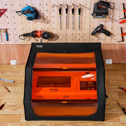 Lasergraveringslåda, 800 x 800 x 500 mm (31,5 x 31,5 x 19,6 tum), flamskyddat och brandsäkert skyddshölje, med frånluftsfläkt och rör, isolerar rök, buller och skyddar ögonen, passar de flesta lasergraveringsmaskiner