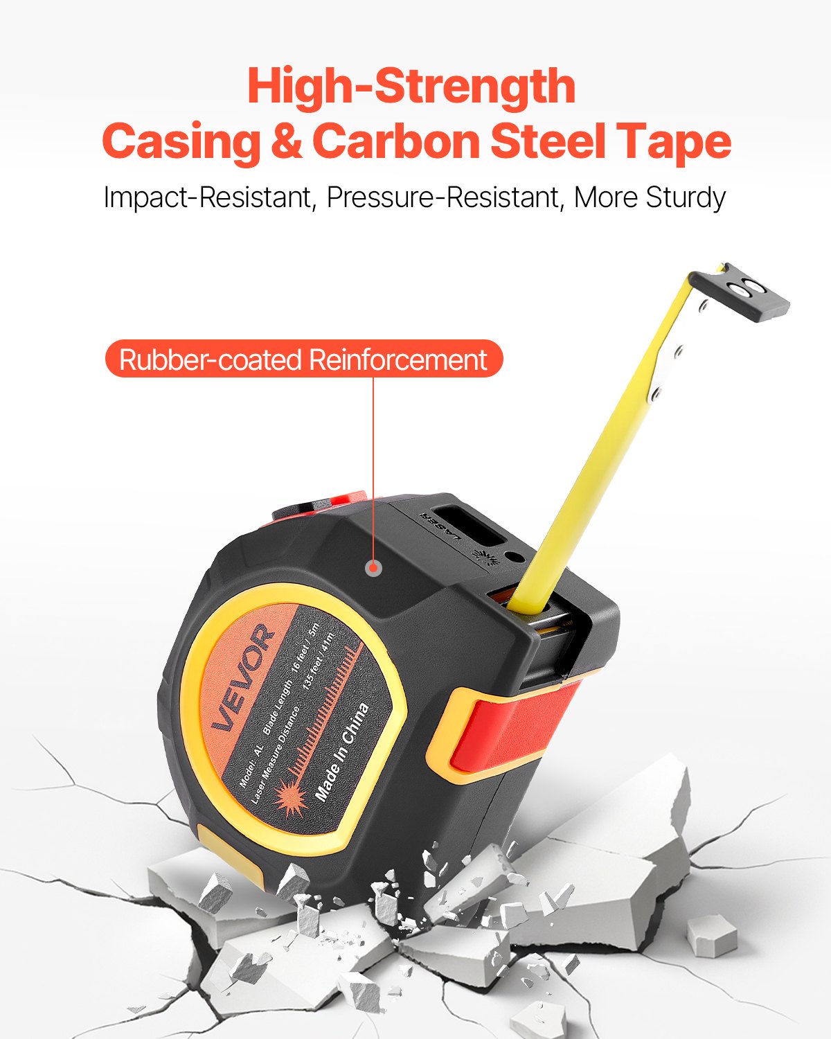 2-in-1 Laser Tape Measure, 41m Rechargeable Laser Measurement Tool & 4.8m Measuring Tape with Magnetic, 4 Modes-Length, Area, Volume, Continuous,ft/in/m/ft+in Unit,for Outdoor,Decoration