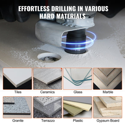 Diamantkärnborrsats, 7 delar 6/6/6/20/25/35/50 mm diamanthålsågsats, med fingerfräs, konsågblad och förvaringsfodral för torr och våt borrning, diamantborr för kakel och keramik