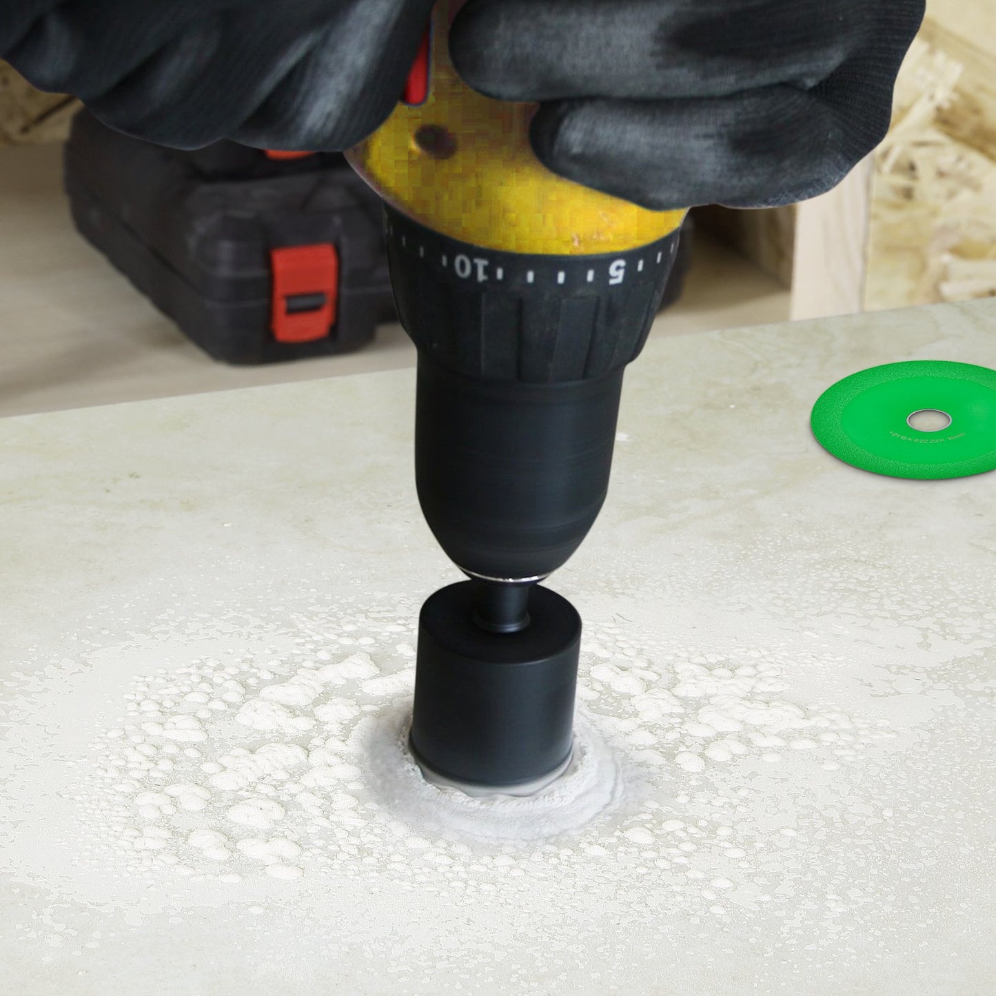 Diamantkärnborrsats, 7 delar 6/6/6/20/25/35/50 mm diamanthålsågsats, med fingerfräs, konsågblad och förvaringsfodral för torr och våt borrning, diamantborr för kakel och keramik