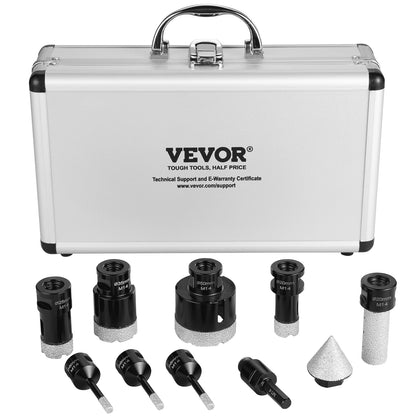 Diamantkärnborrsats, 7 delar 6/6/6/20/25/35/50 mm diamanthålsågsats, med fingerfräs, konsågblad och förvaringsfodral för torr och våt borrning, diamantborr för kakel och keramik