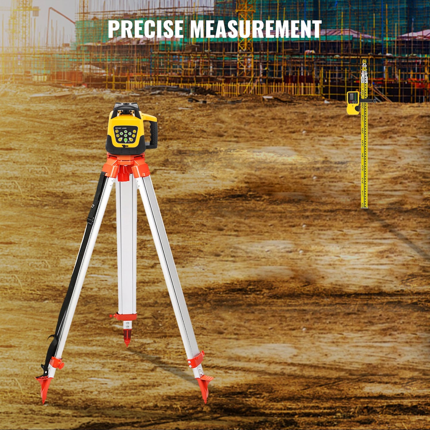 Rotary Green Laser Kit 500M+1.65M Aluminum Tripod+5M Laser Level Staff