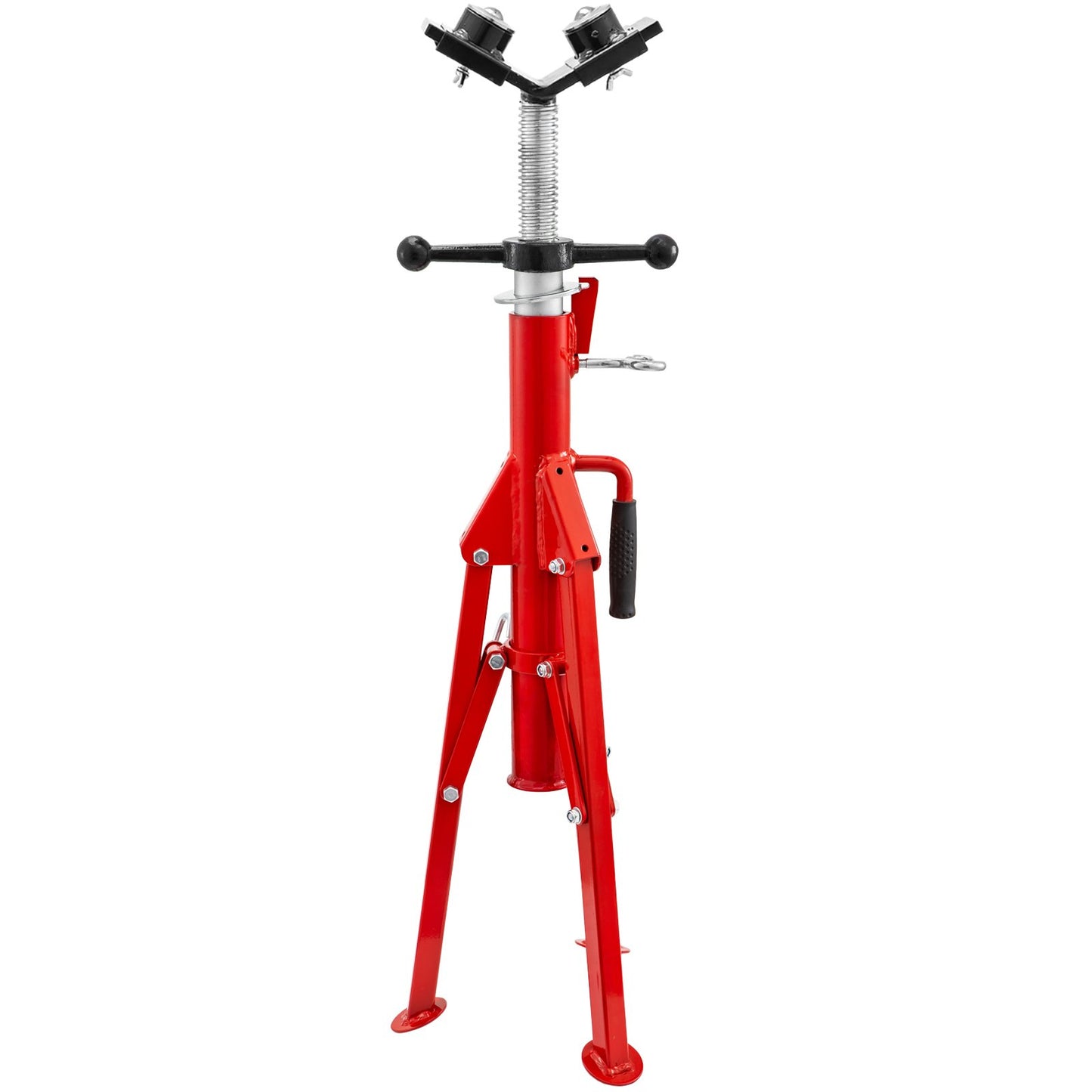 Pipe Jack Stand With 2-Ball Transfer V-Head and Folding Legs 1134 kg Adjustable Height 71.1 cm to 130.8 cm 1107A-type