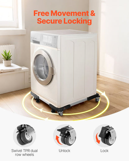 Fridge Stand Mobile Base, 1100 lbs Load Capacity, Washing Machine Stand with 8 Locking Twin Wheels and 4 Brakes, 27.5 -35.4 Inches Adjustable Furniture Dolly for Washer, Refrigerator and Dryer