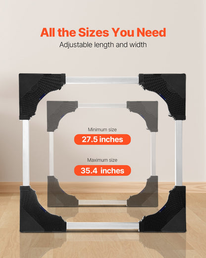 Fridge Stand Mobile Base, 1100 lbs Load Capacity, Washing Machine Stand with 8 Locking Twin Wheels and 4 Brakes, 27.5 -35.4 Inches Adjustable Furniture Dolly for Washer, Refrigerator and Dryer