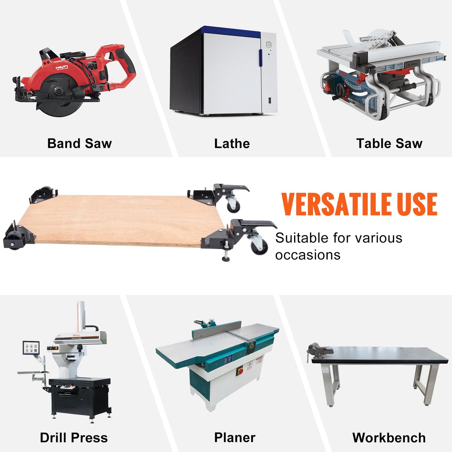 Mobile Base, 400 lbs Weight Capacity, Adjustable from 9.5" x 9.5" to Infinity, Heavy Duty Universal Mobile Base Stand with Swivel Wheels for Woodworking Equipment, Bandsaw, Power Tools, Machines