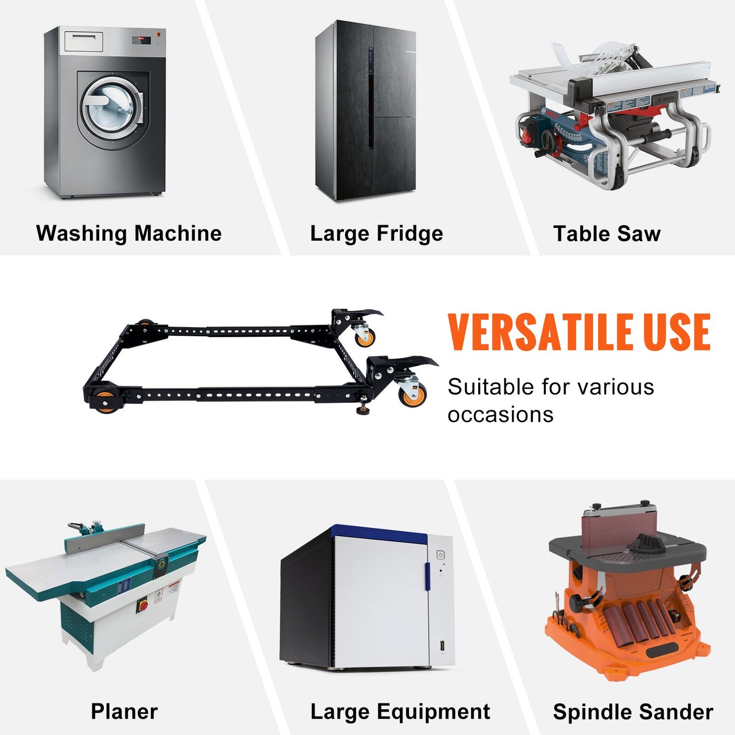 Mobile Base, 650 lbs Weight Capacity, Adjustable from 12" x 12" to 36" x 36", Heavy Duty Universal Mobile Base Stand with Swivel Wheels, for Woodworking Equipment, Bandsaw, Power Tools, Machines