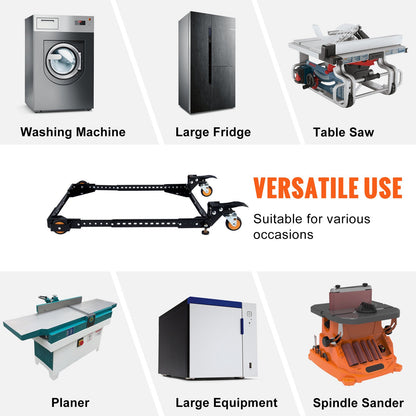 Mobile Base, 650 lbs Weight Capacity, Adjustable from 12" x 12" to 36" x 36", Heavy Duty Universal Mobile Base Stand with Swivel Wheels, for Woodworking Equipment, Bandsaw, Power Tools, Machines